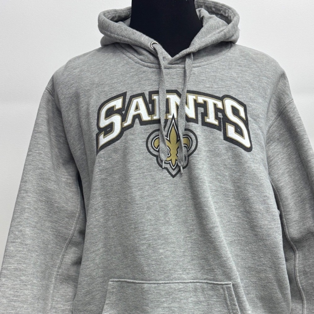 NFL Team Apparel New Orleans Saints Hoodie Mens Lg Gray‎ Good